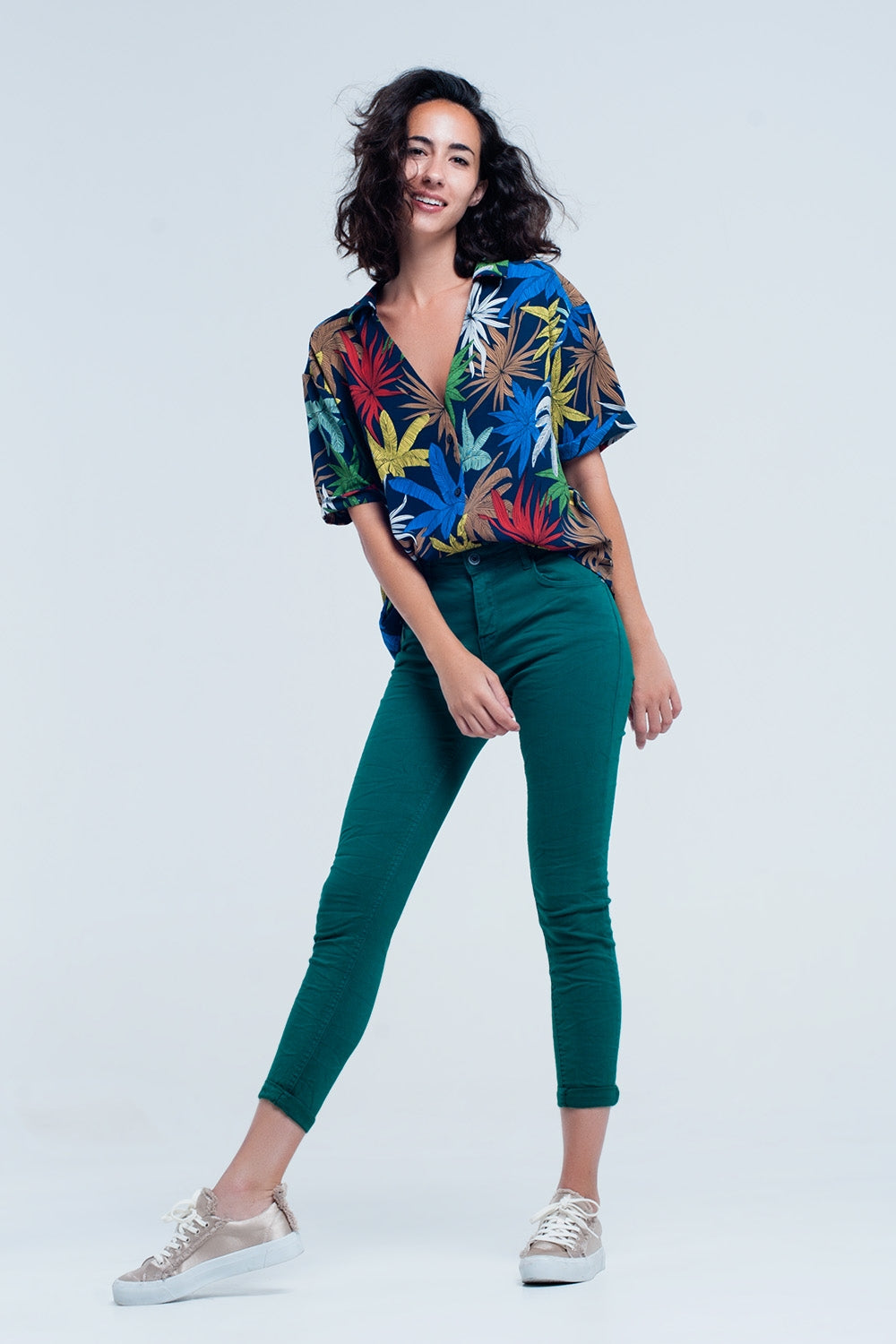 Jean skinny vert élastique