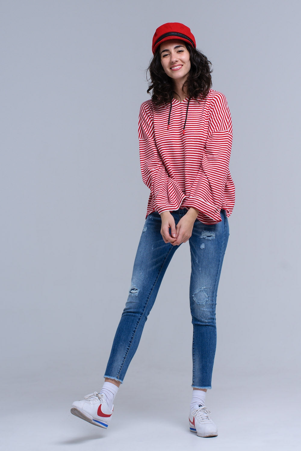 Jean skinny vieilli avec franges