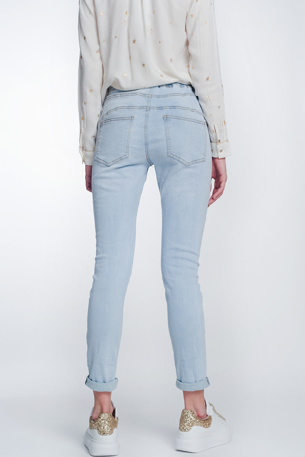 Jean style jogger délavage lumière