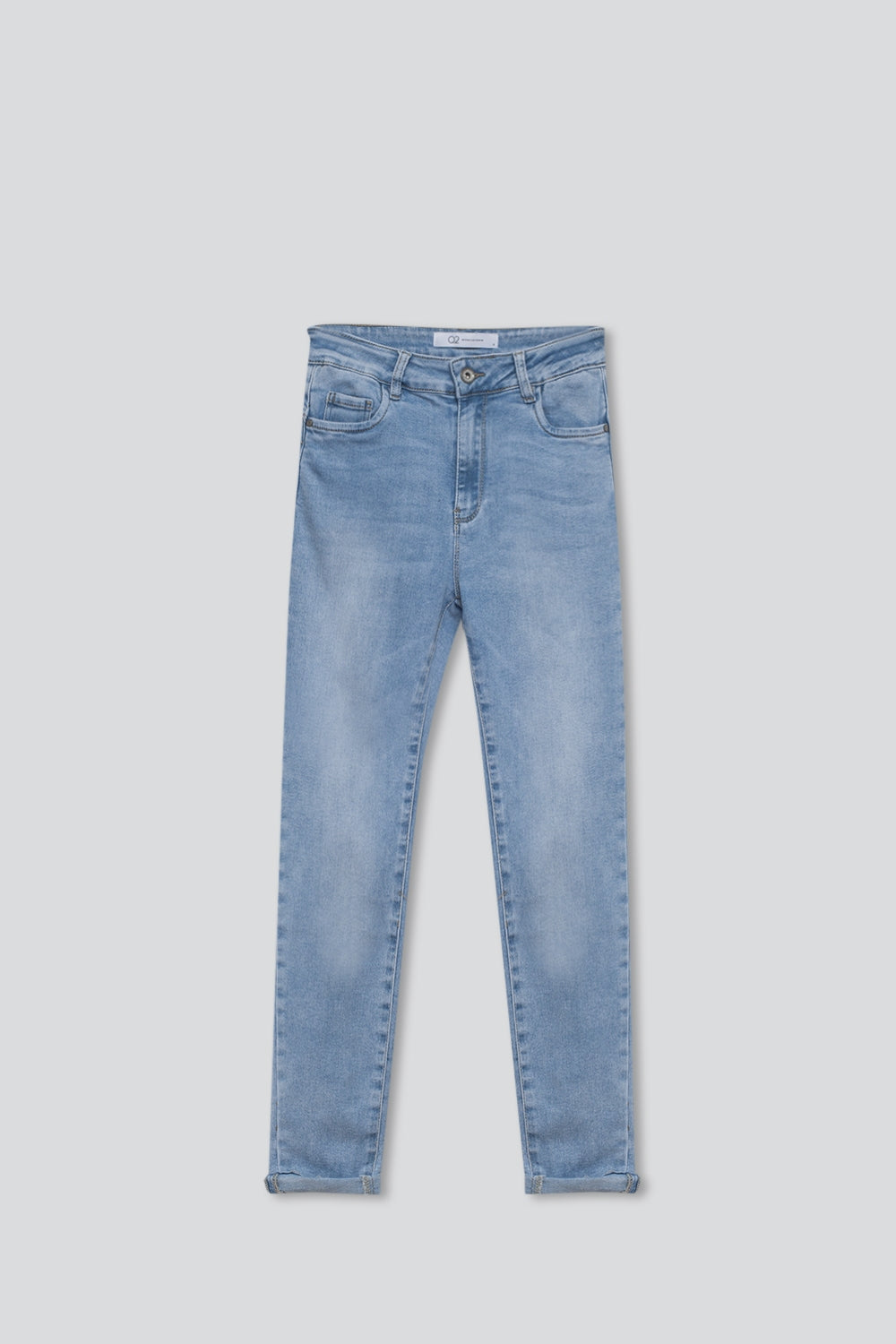 Jean super skinny à taille normale délavé clair avec 5 poches