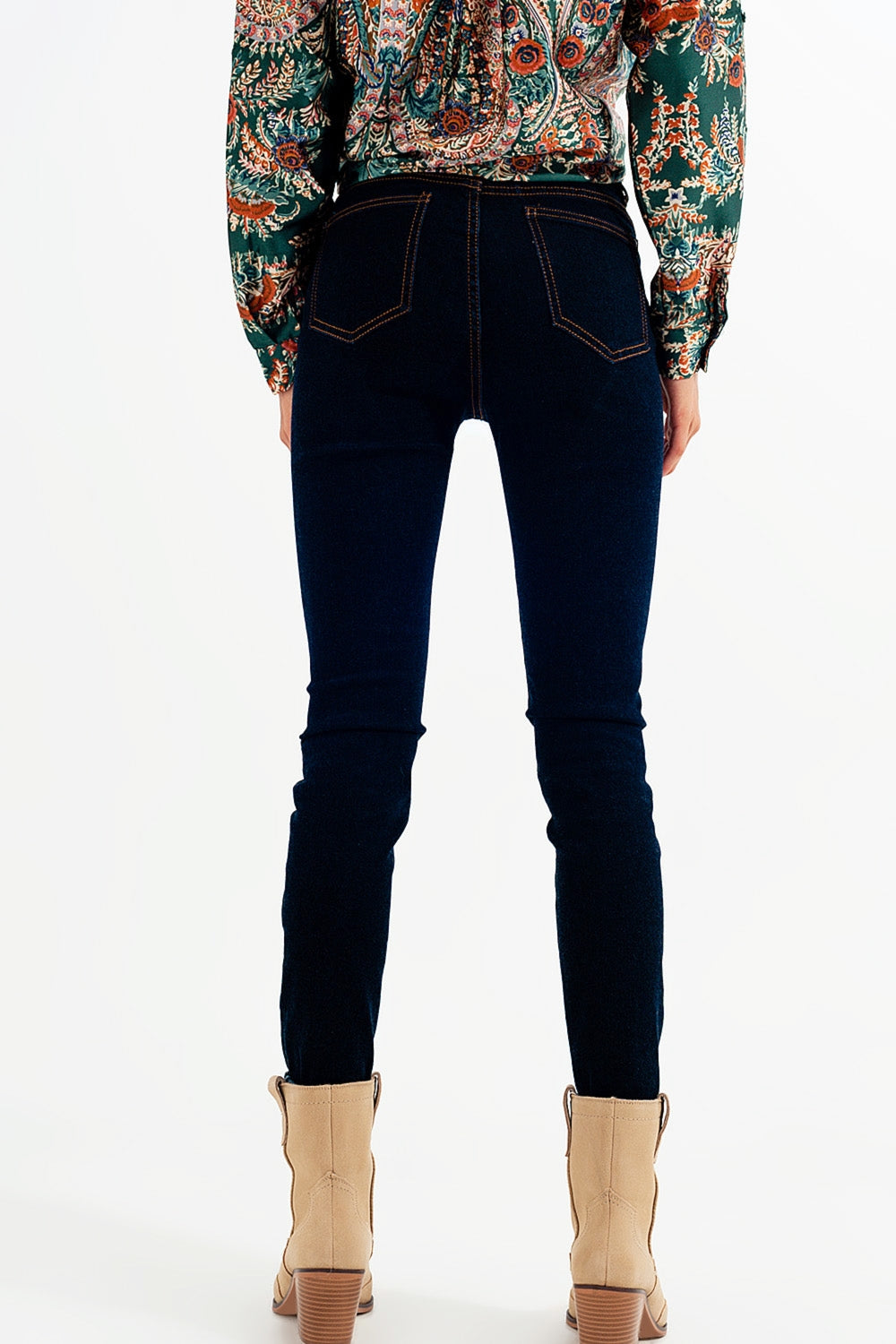 Jean super skinny Bleu foncé délavé