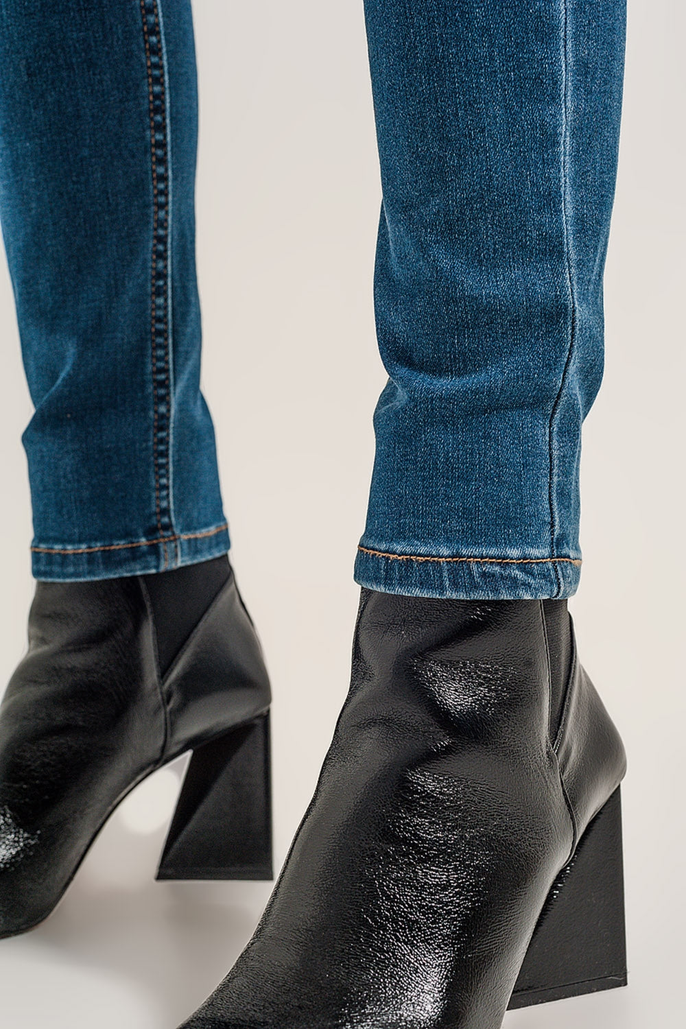 Jean super skinny bleu moyen de taille haute délavé