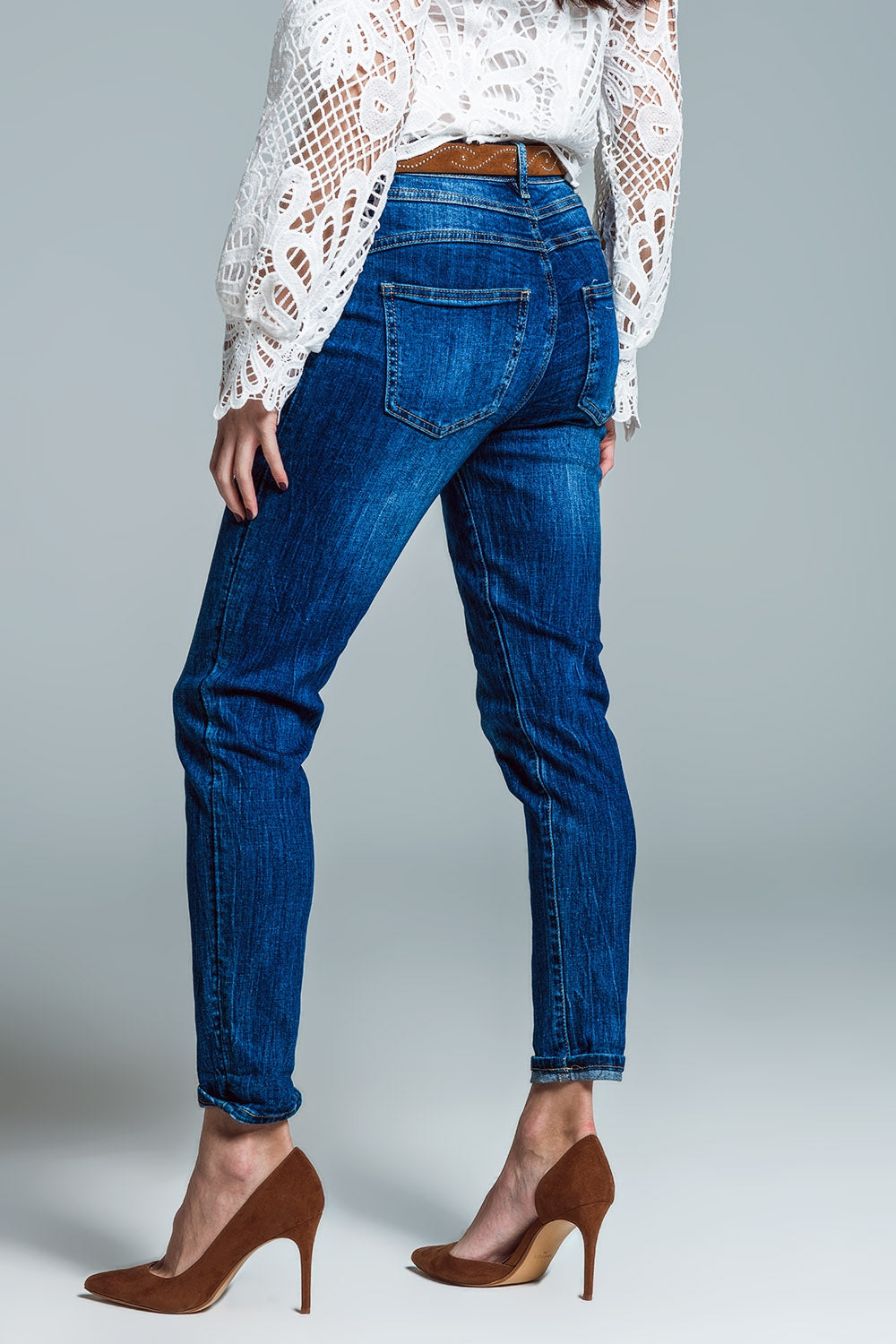 Jean super skinny de base délavage moyen