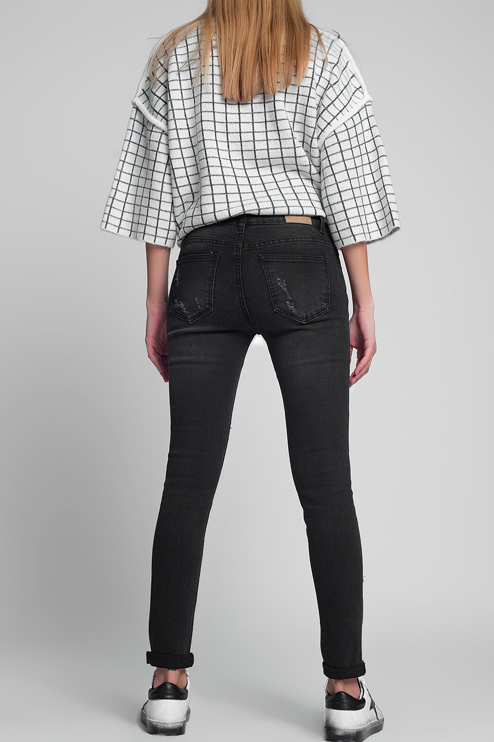 Jean super skinny déchiré Noir délavé