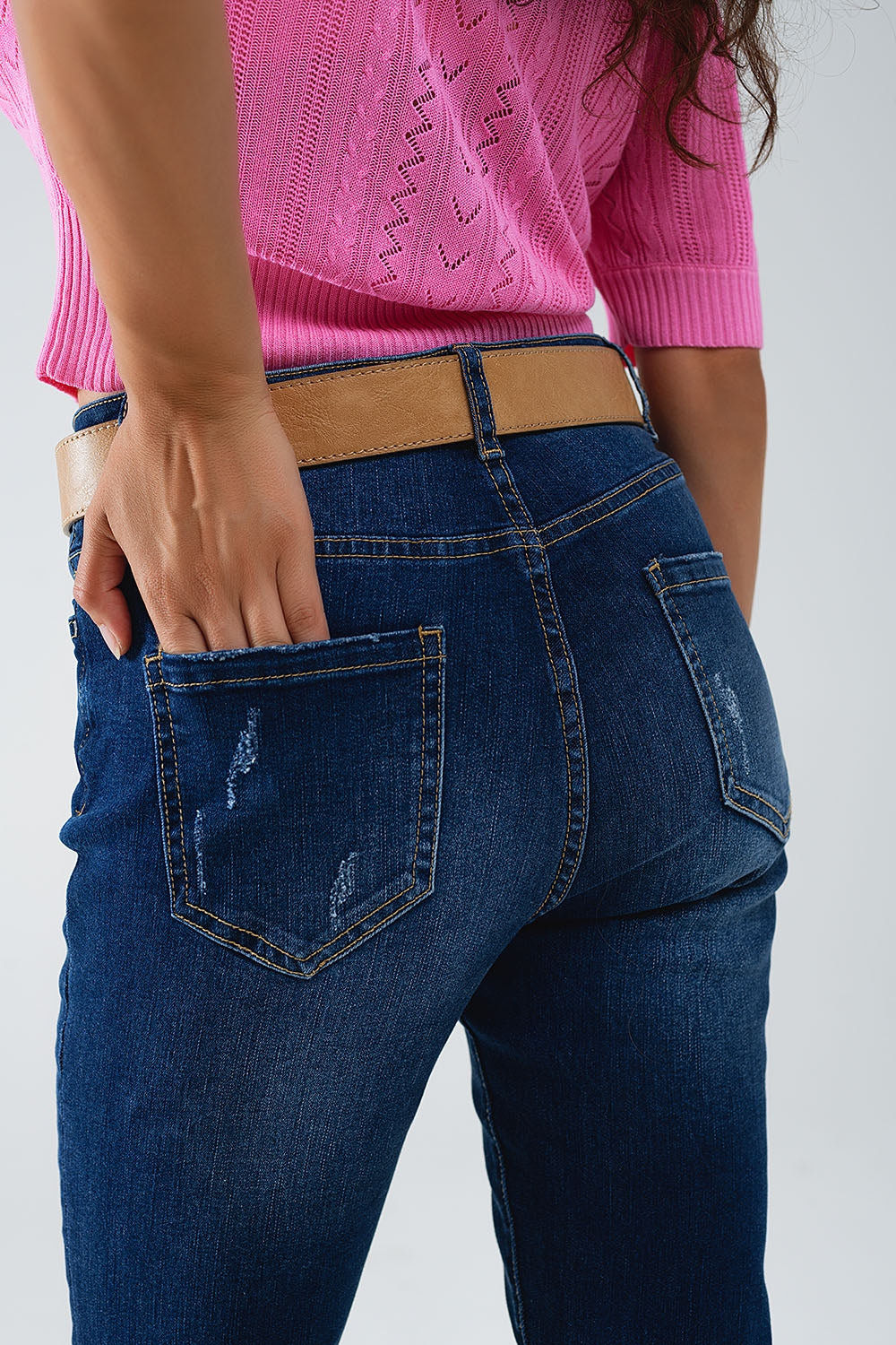 Jean super skinny délavé foncé en denim stretch