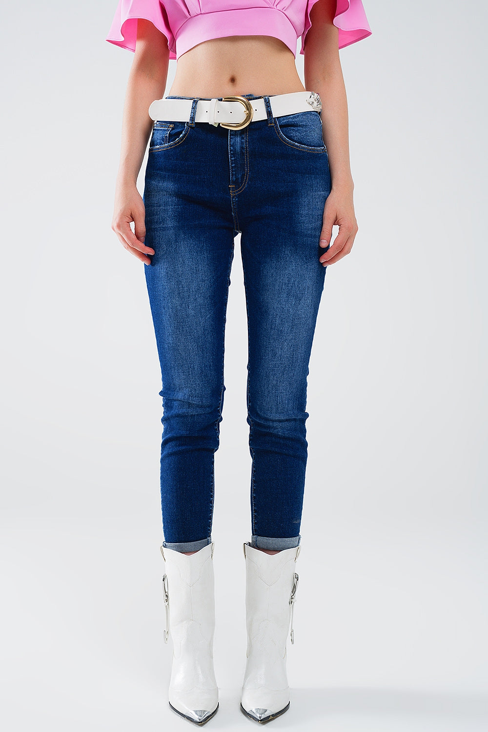 Q2 Jean super skinny foncé Wash en denim élastique