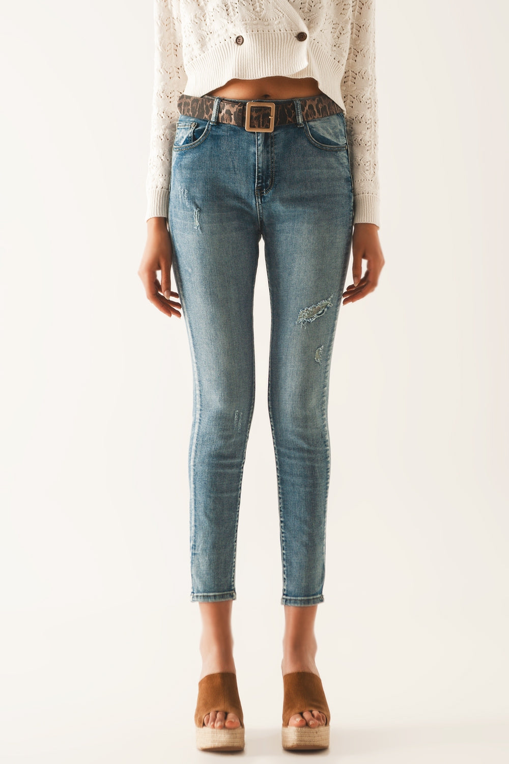 Jean super skinny Push up déchiré Bleu