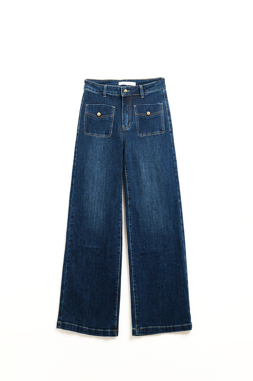 Jeans à jambe droite avec poches avant et bouton