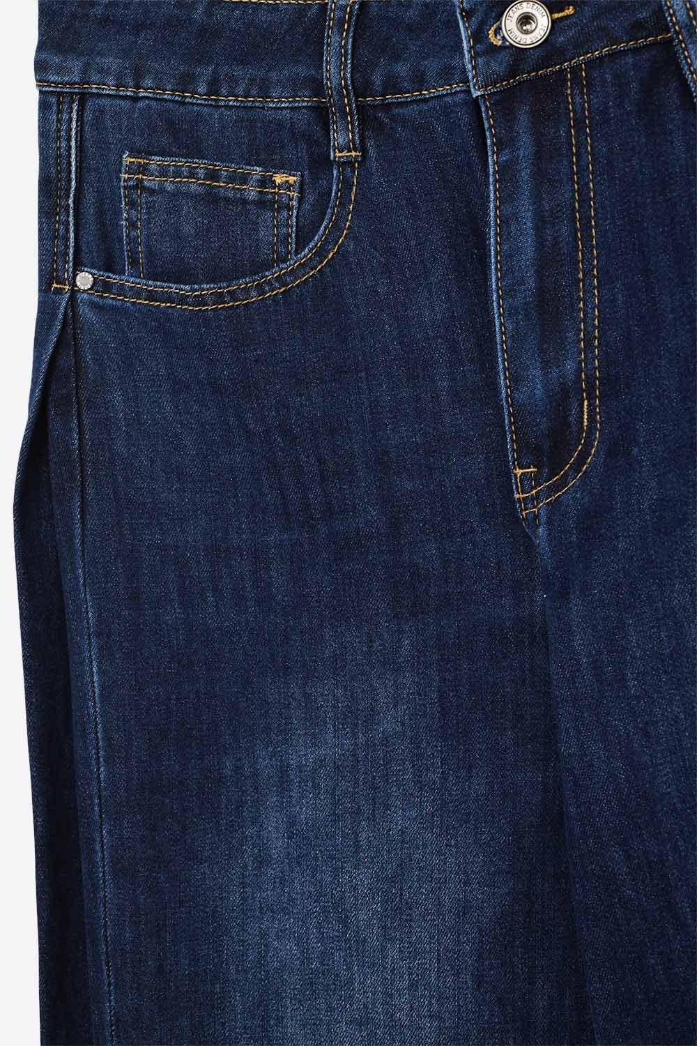 Jeans à jambe large avec fléchettes latérales en bleu profond