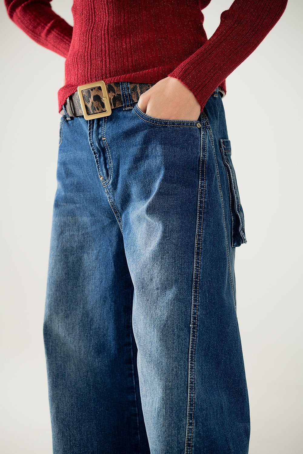 jeans ballon baggy en délavage moyen