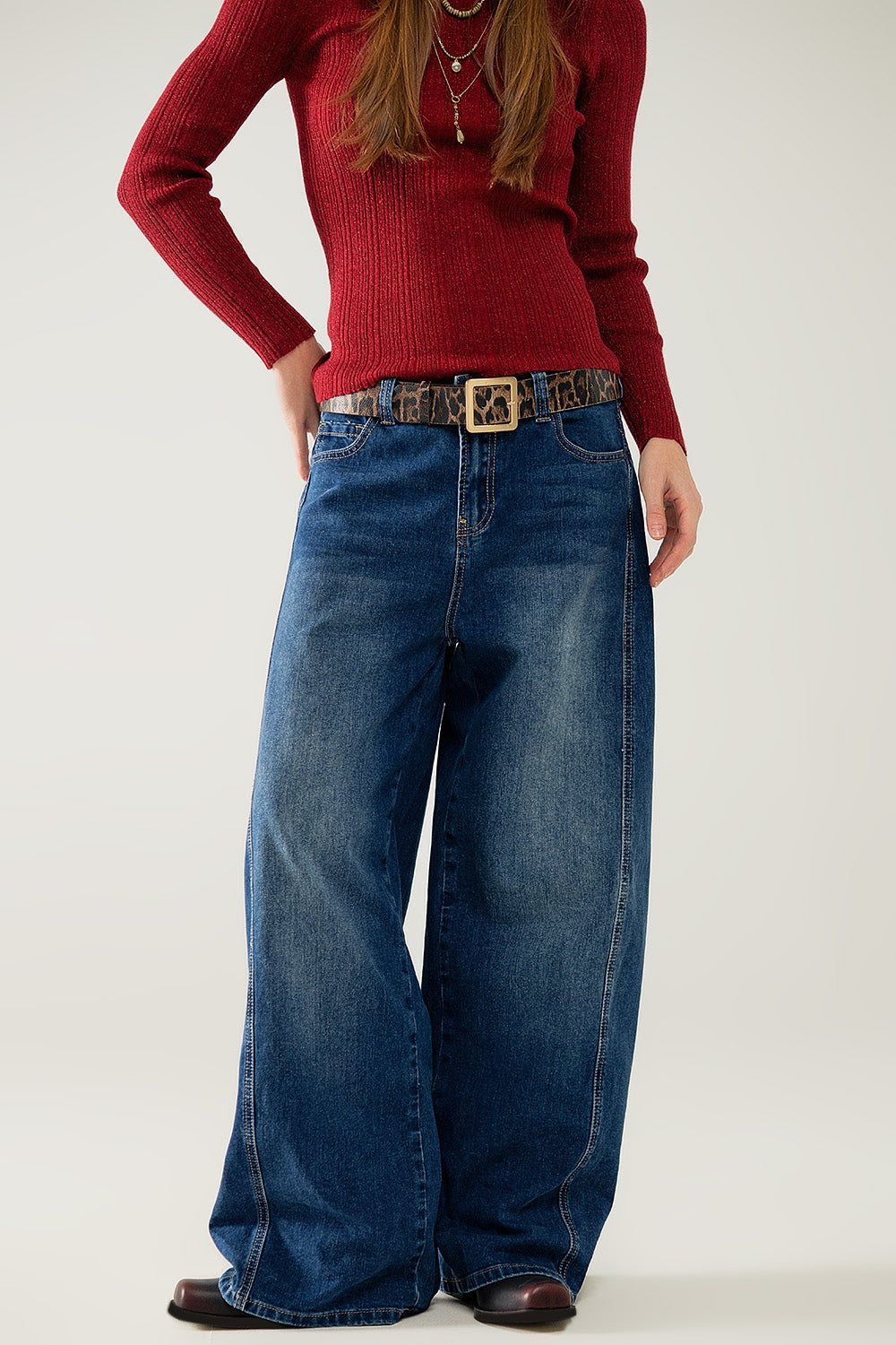 jeans ballon baggy en délavage moyen
