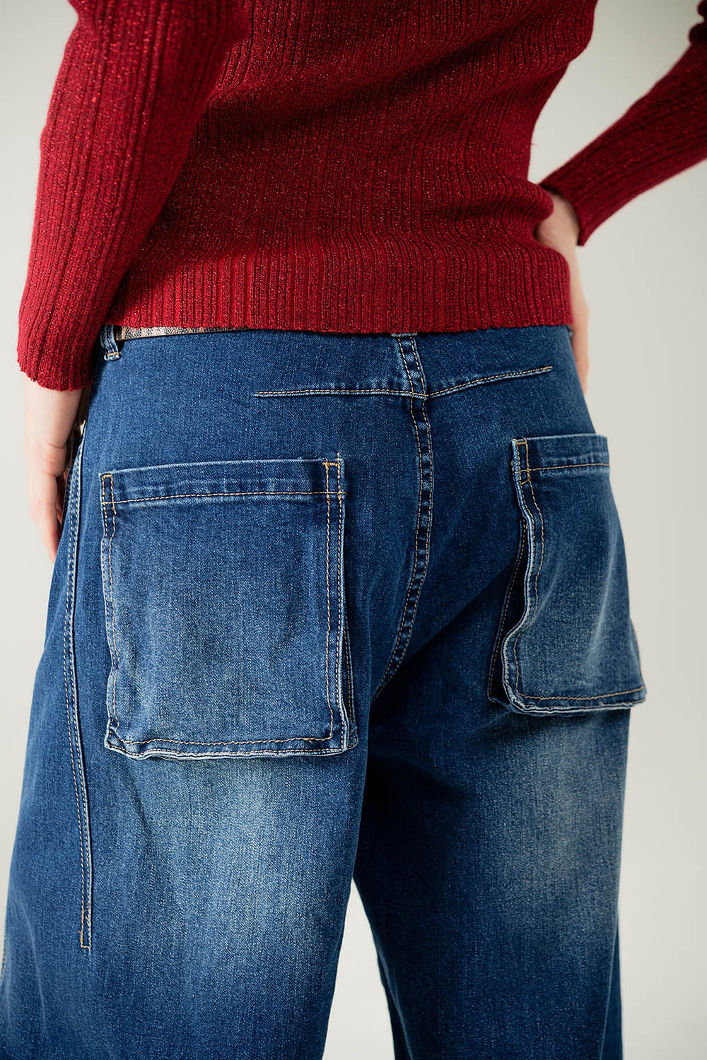 jeans ballon baggy en délavage moyen