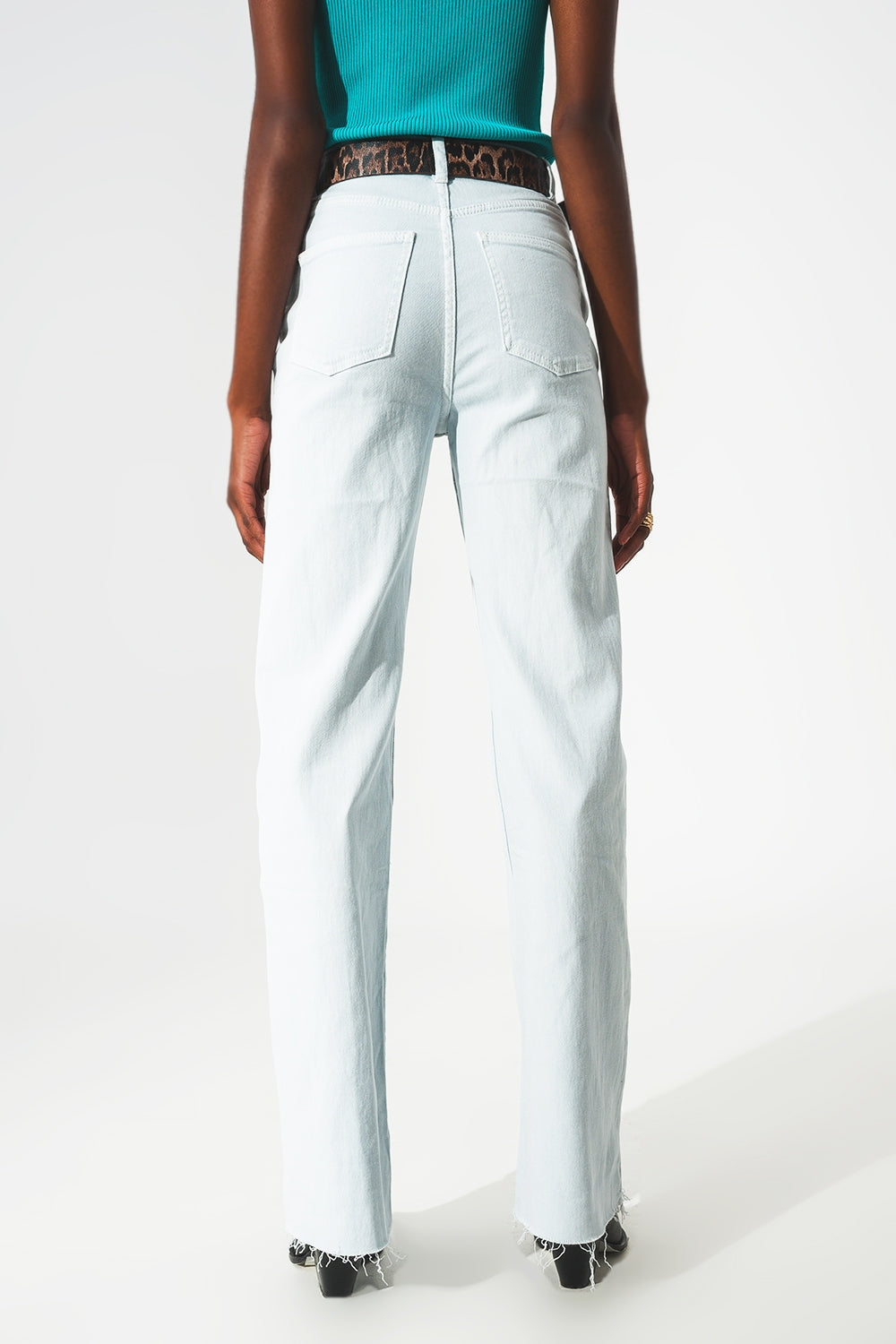 jeans élastiques en coton bleu clair