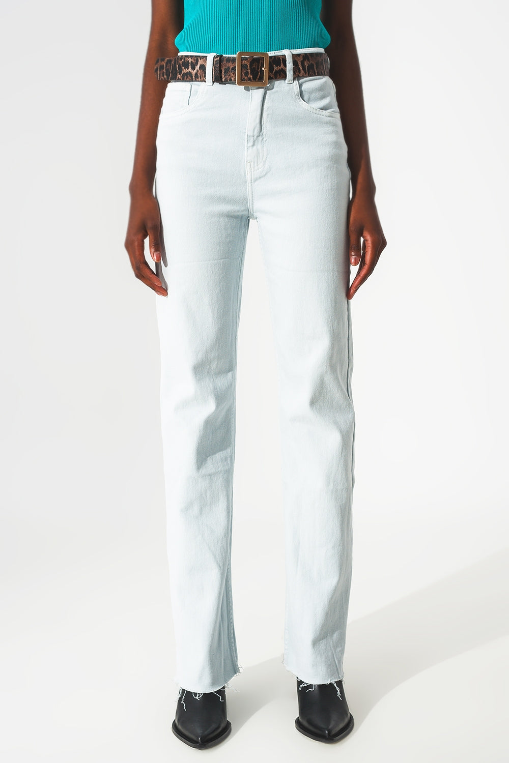 jeans élastiques en coton bleu clair