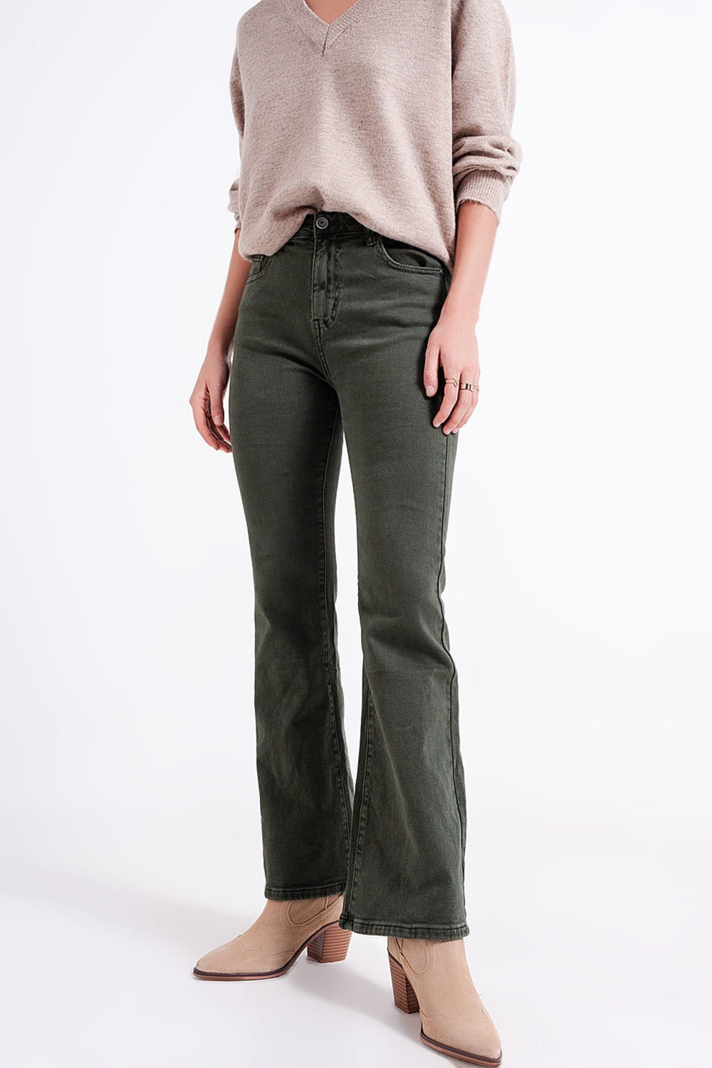 Jeans évasé Olive