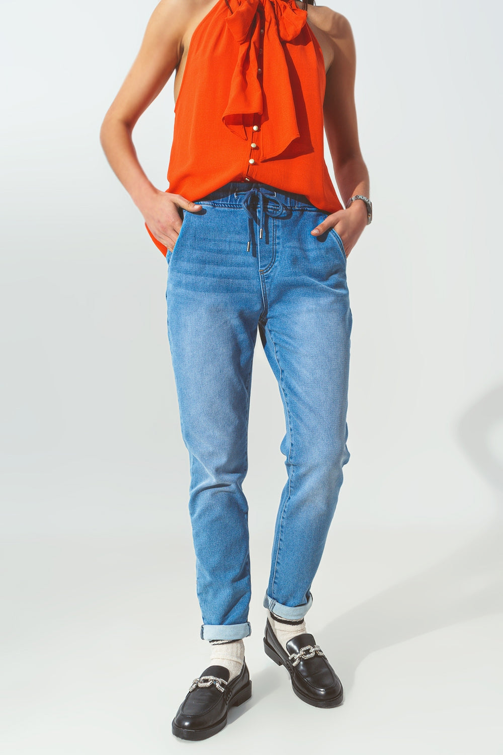 Jeans Jogger à taille coulissante