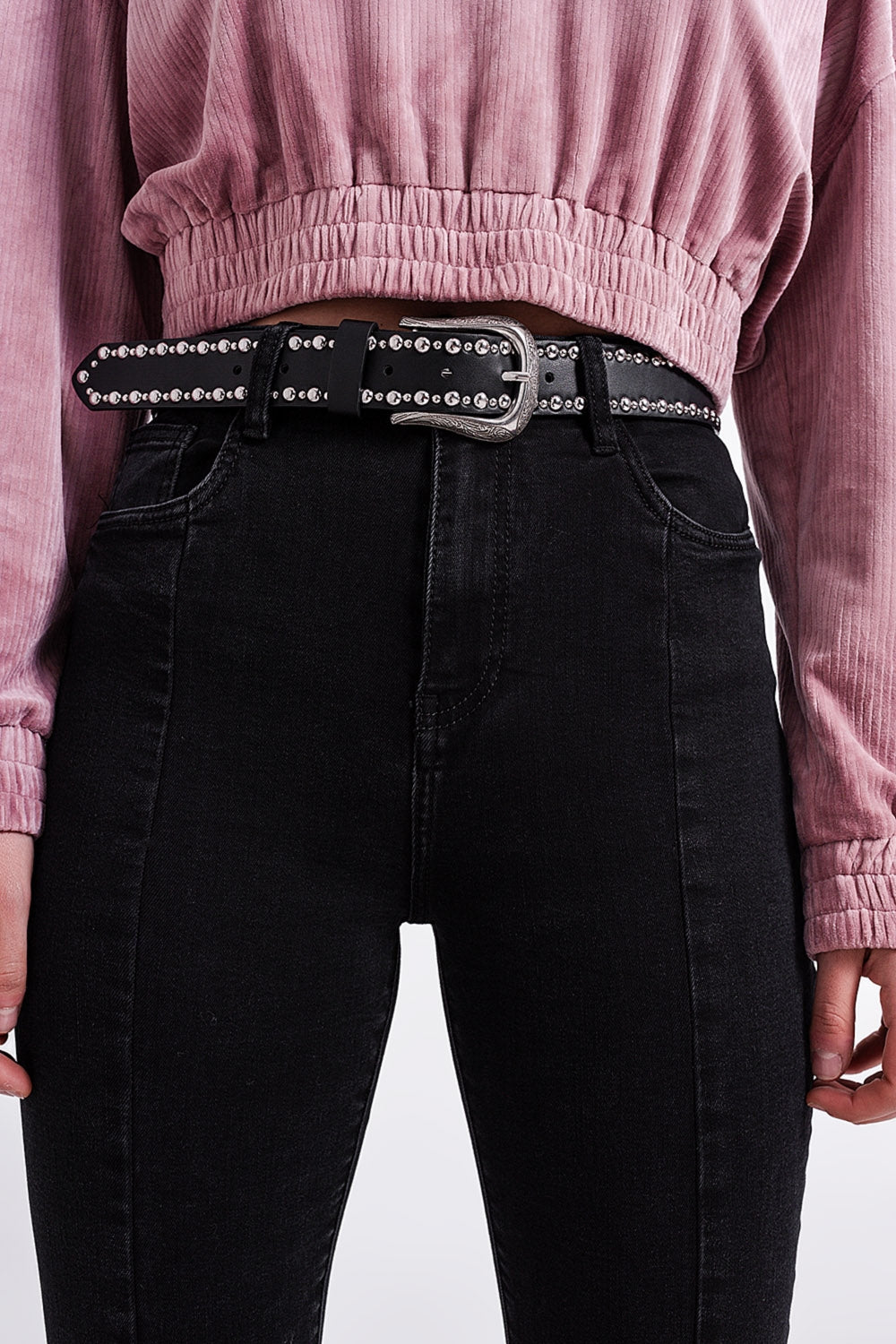 Jeans noir évasé à ourlet fendu