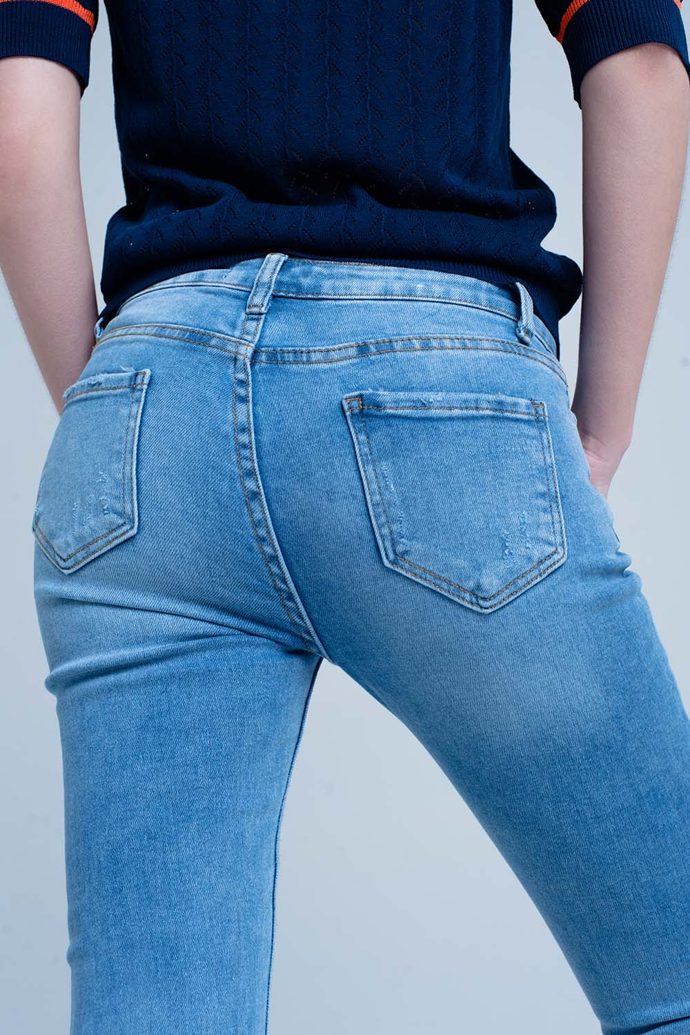 jeans skinny à franges à la basse