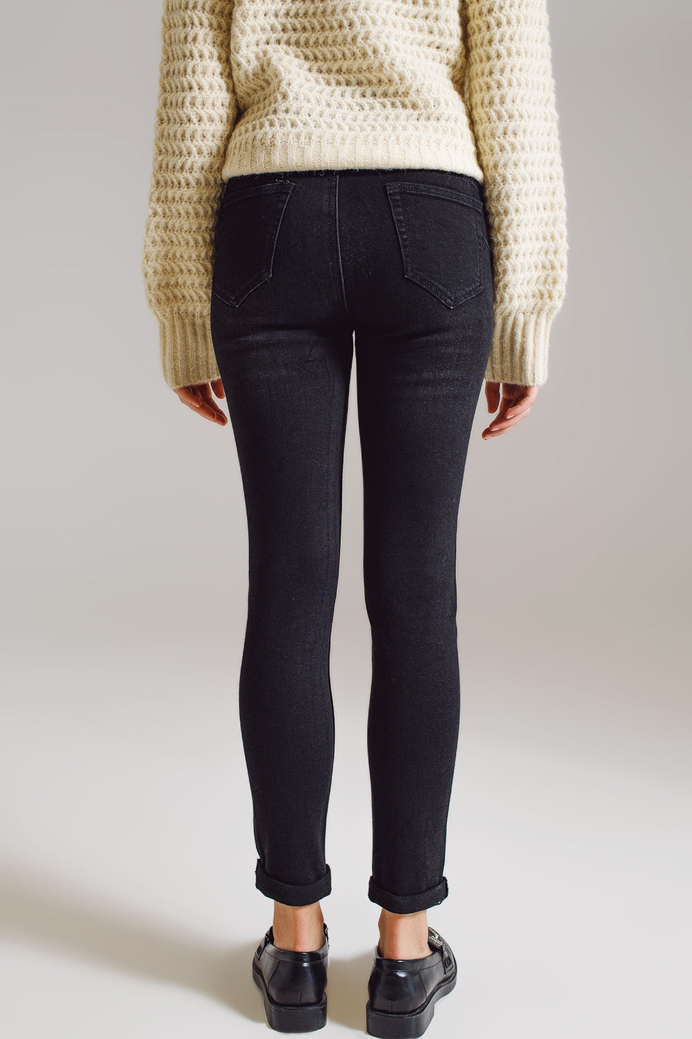 Jeans Skinny avec des Strass Noir