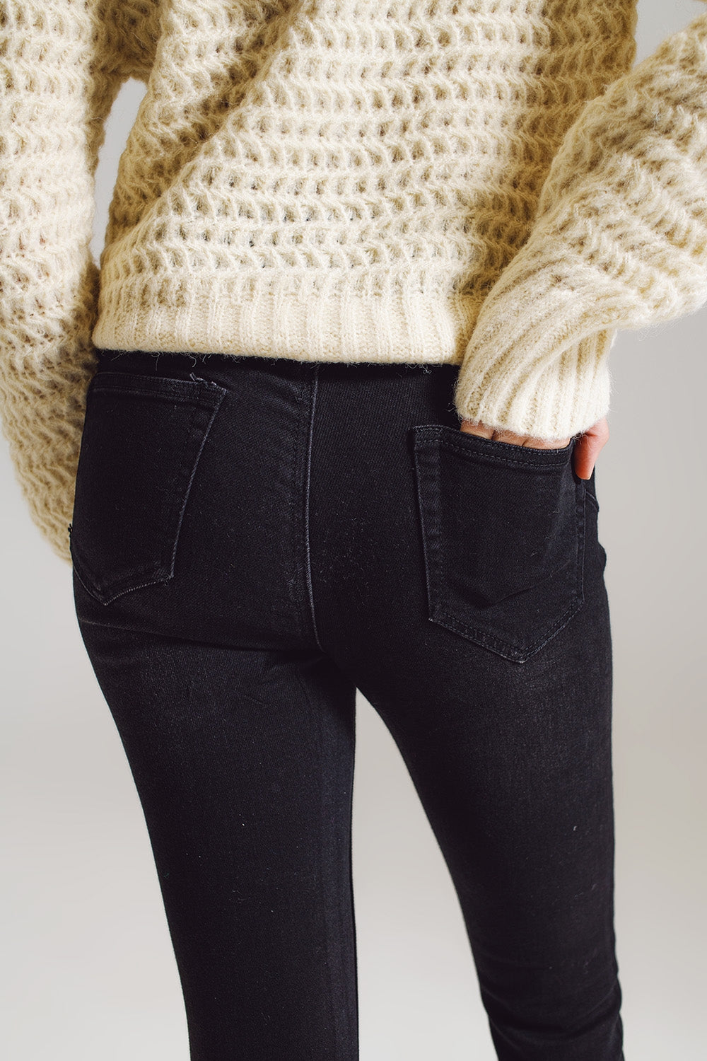 Jeans Skinny avec des Strass Noir