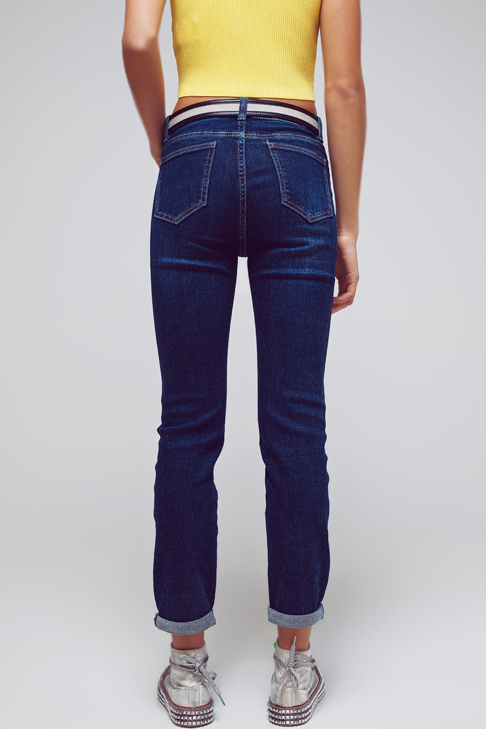 Jeans skinny en bleu moyen délavé
