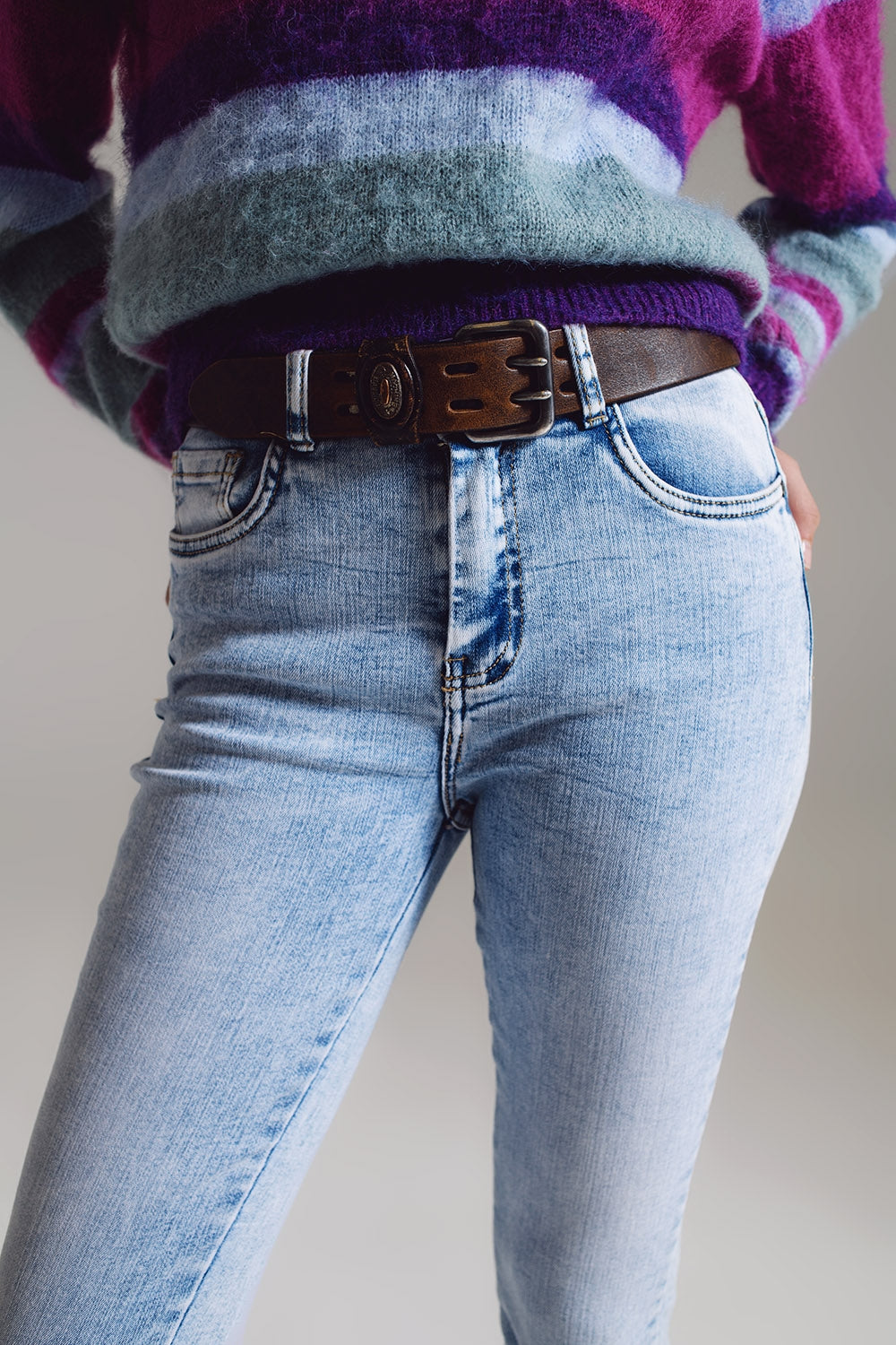 Jeans ultra skinny taille mi-haute en denim bleu clair