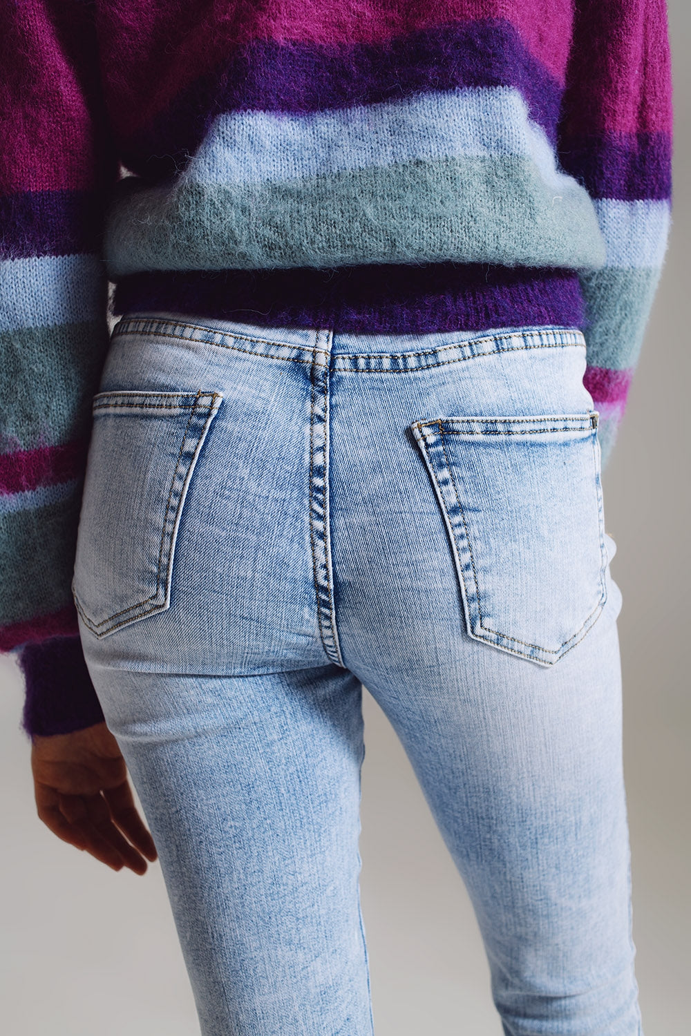 Jeans ultra skinny taille mi-haute en denim bleu clair