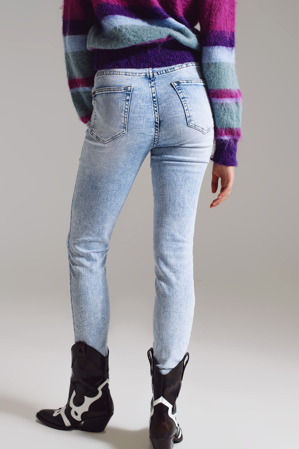 Jeans ultra skinny taille mi-haute en denim bleu clair