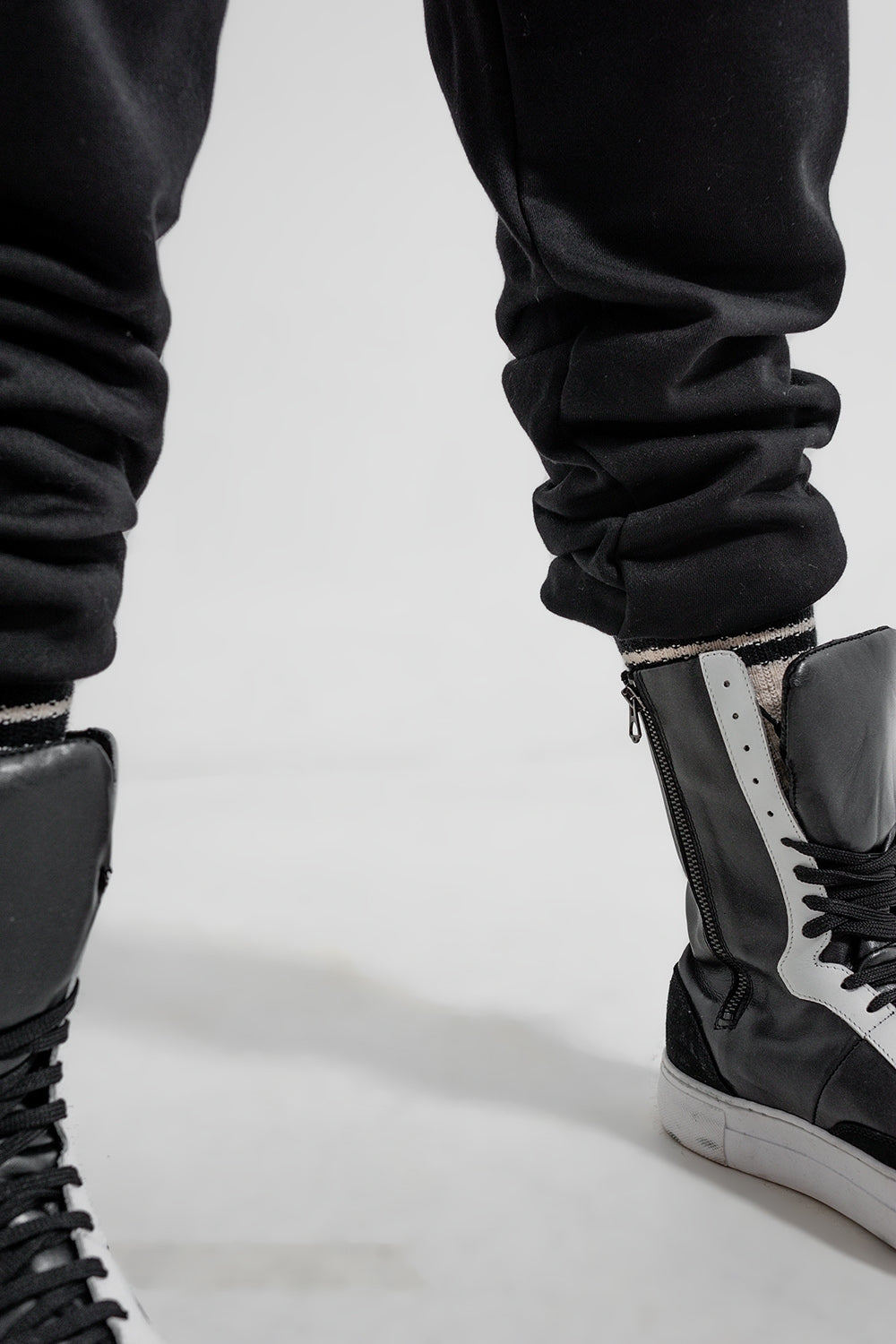 Jogger basique en coton avec lien à nouer Noir