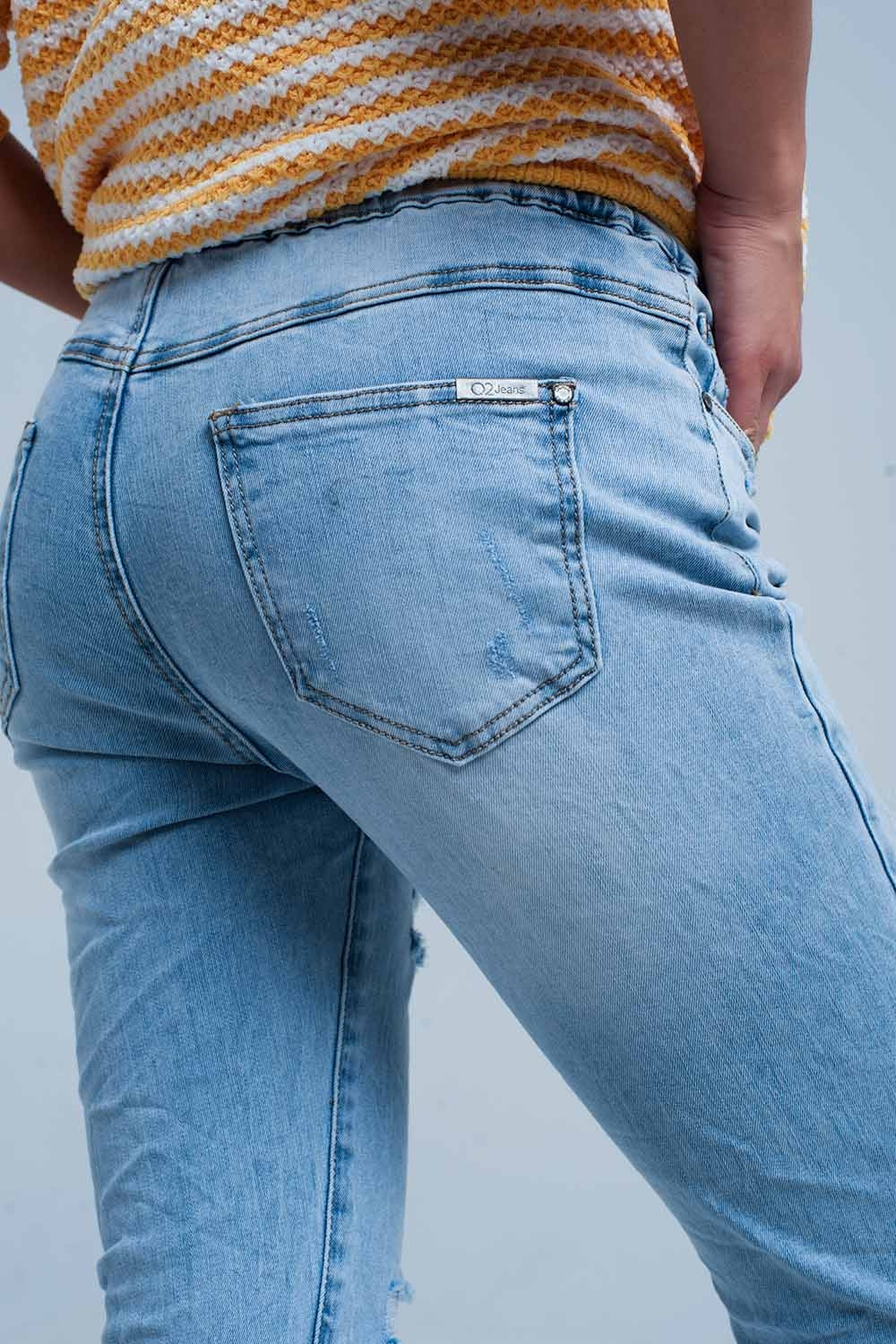Jogger Délavé Clair avec Cordon de Serrage à La Taille