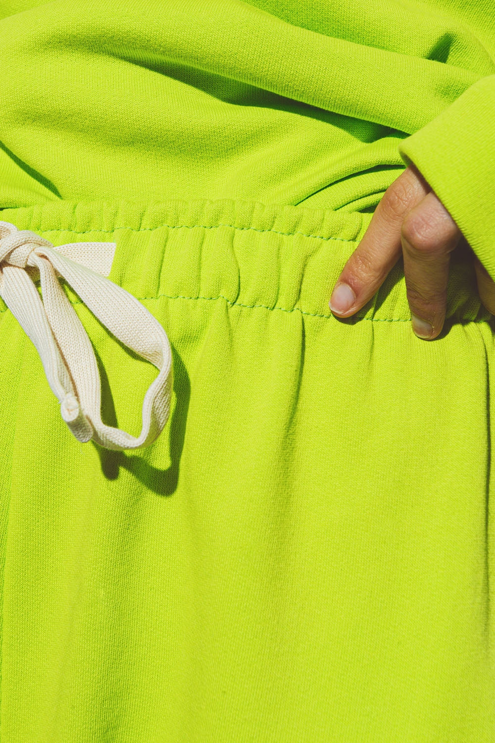 Jogging Oversize à Taille Nouée en Lime