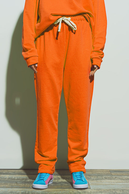 Q2 Jogging oversize à taille nouée en orange vif