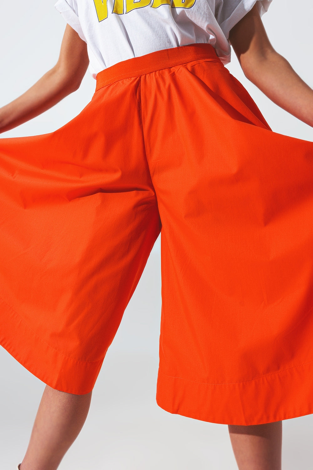 Jupe a-line avec bande élastique à la taille en orange