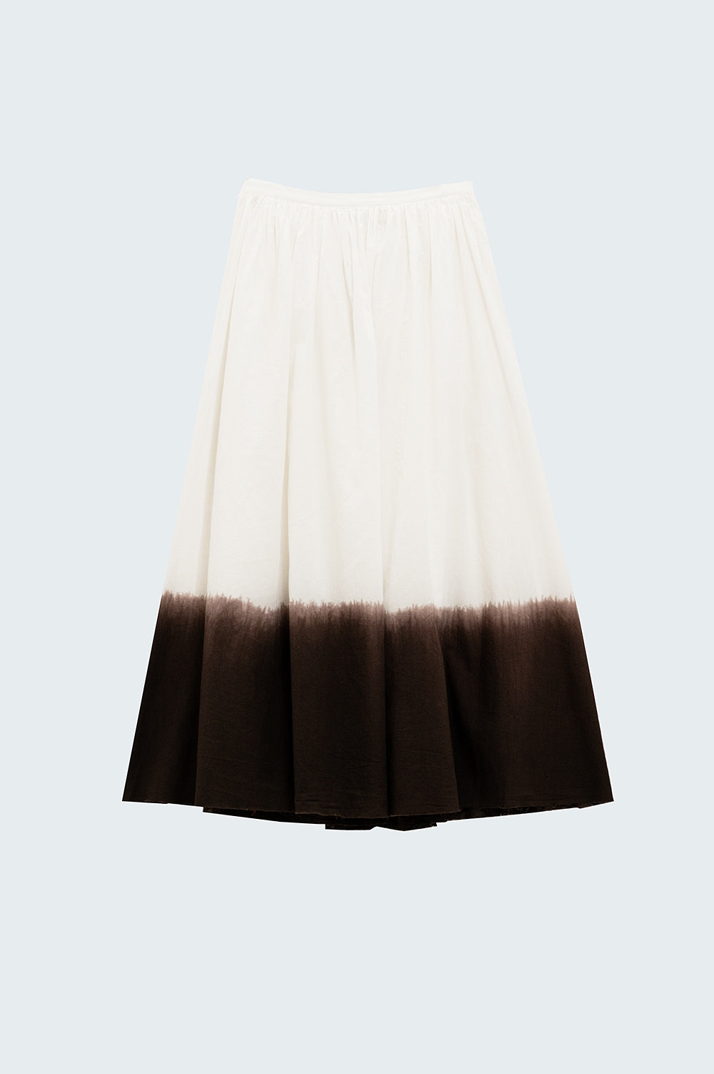 Jupe fluide à taille tombante blanche avec détails ombrés marron