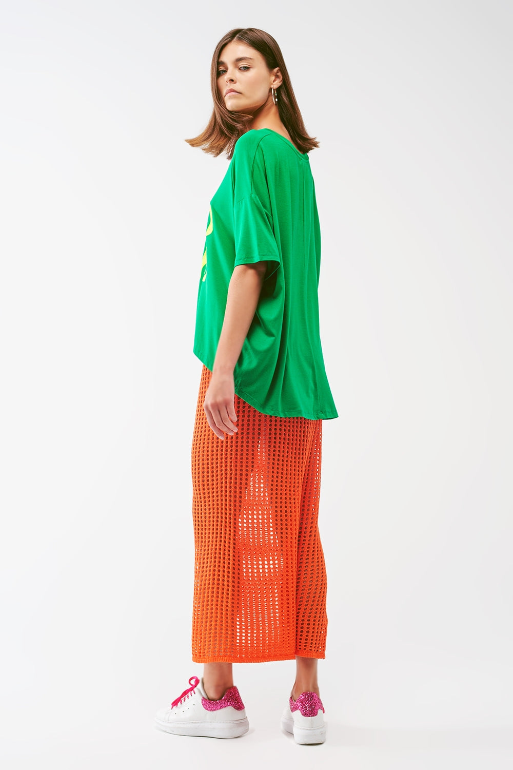 Jupe longe au crochet transparente en orange