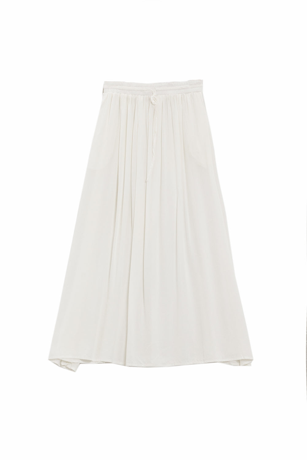 Jupe longue en tissu fluide blanc avec taille élastique