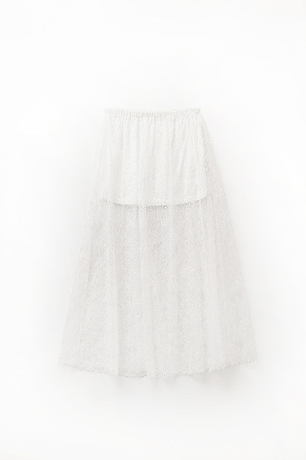 Jupe maxi en dentelle blanche avec détails en paillettes