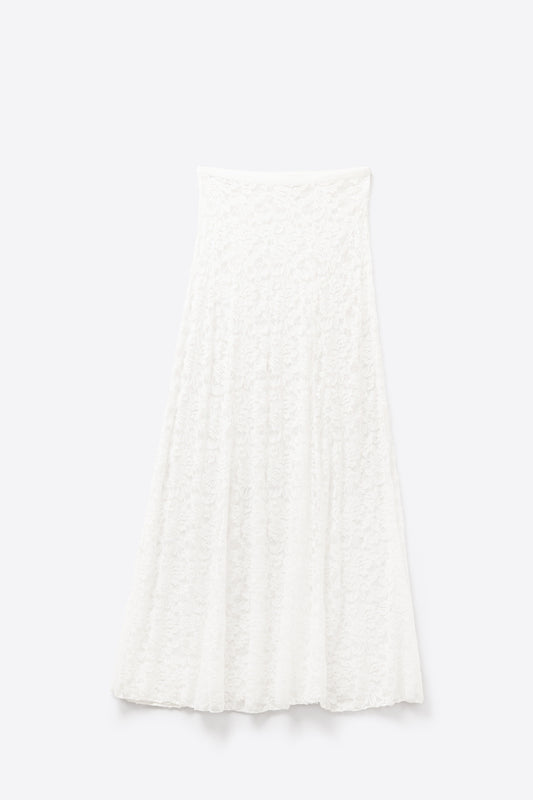 Q2 Jupe maxi en dentelle blanche avec motif floral