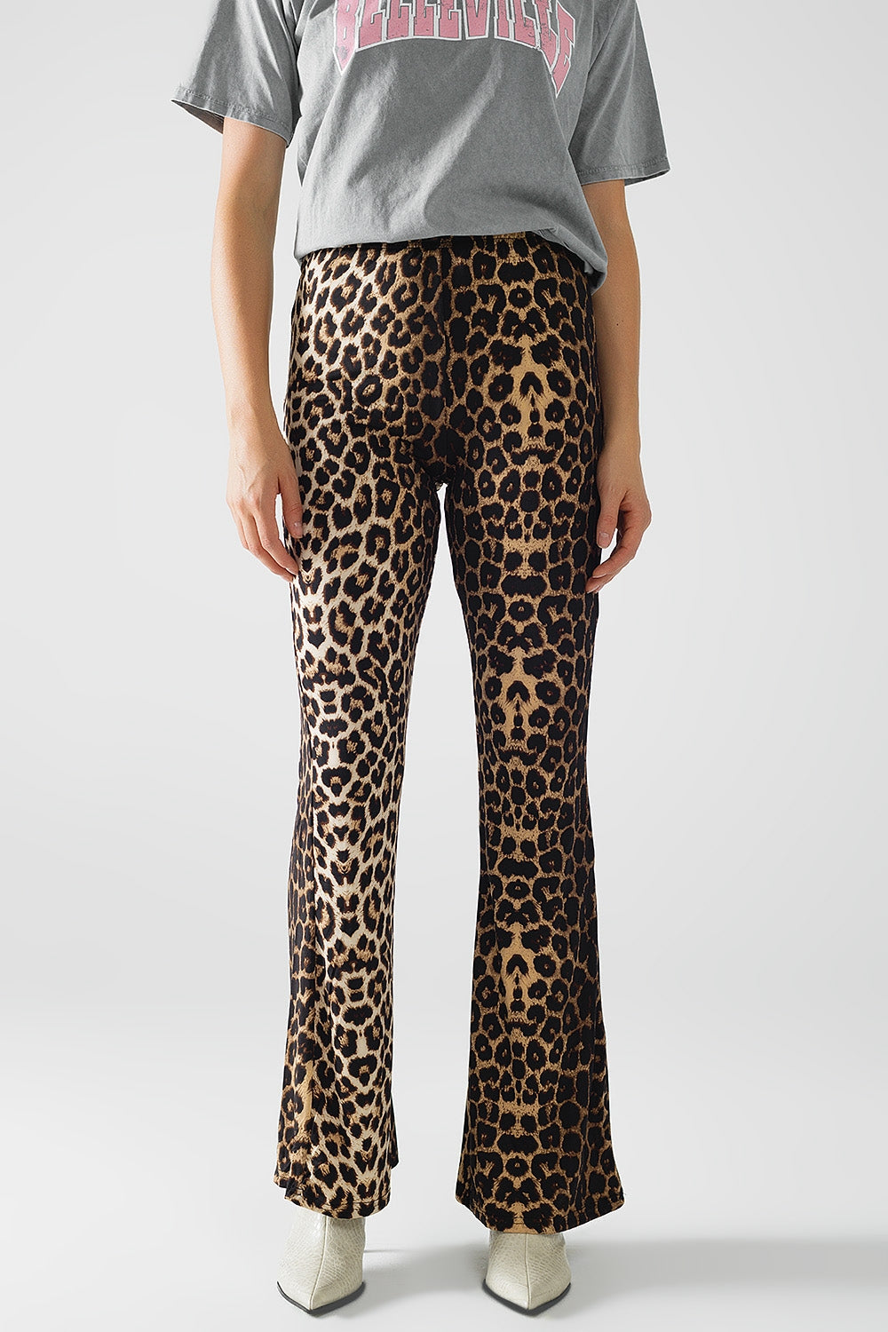 Leggings évasés en Spandex à imprimé léopard