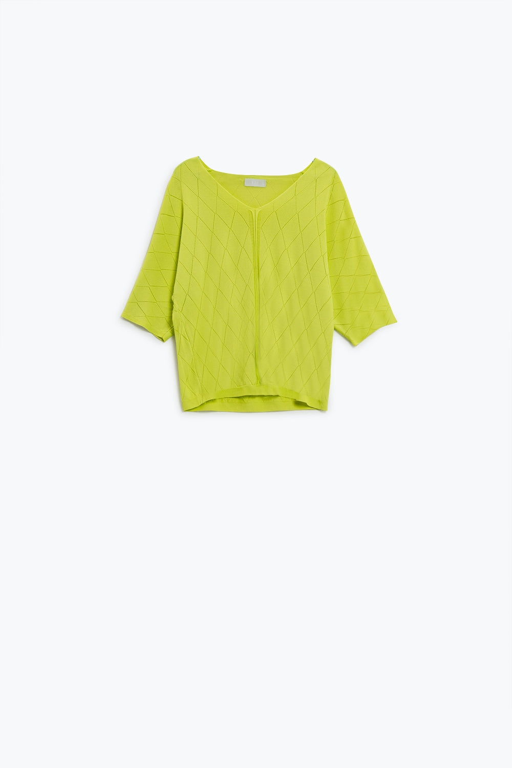 Lime Colored Short Sleeve Sweater With Argyle Pattern (Pull à manches courtes à motif argyle)