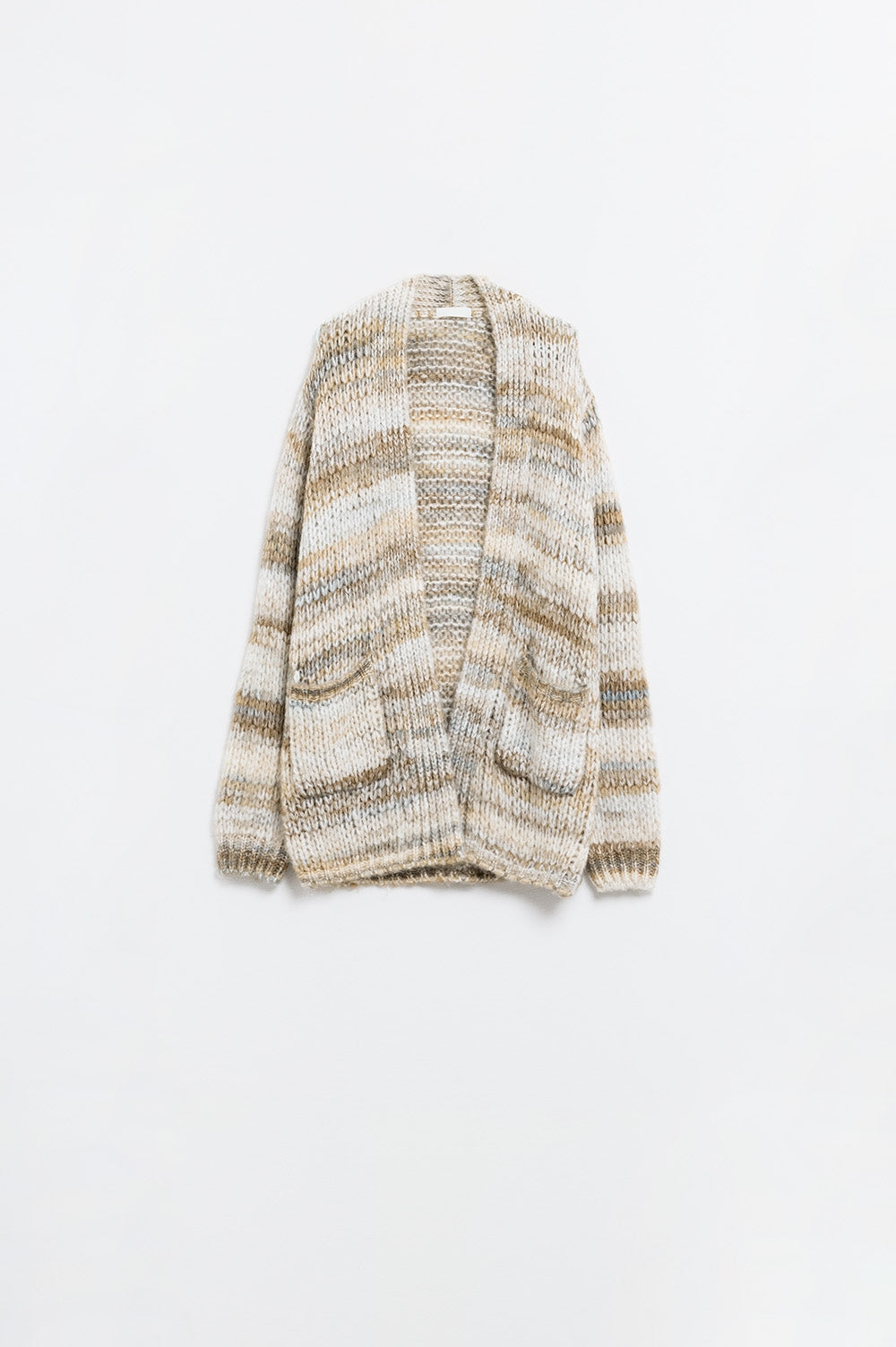 Long cardigan oversize à rayures chinées avec poches