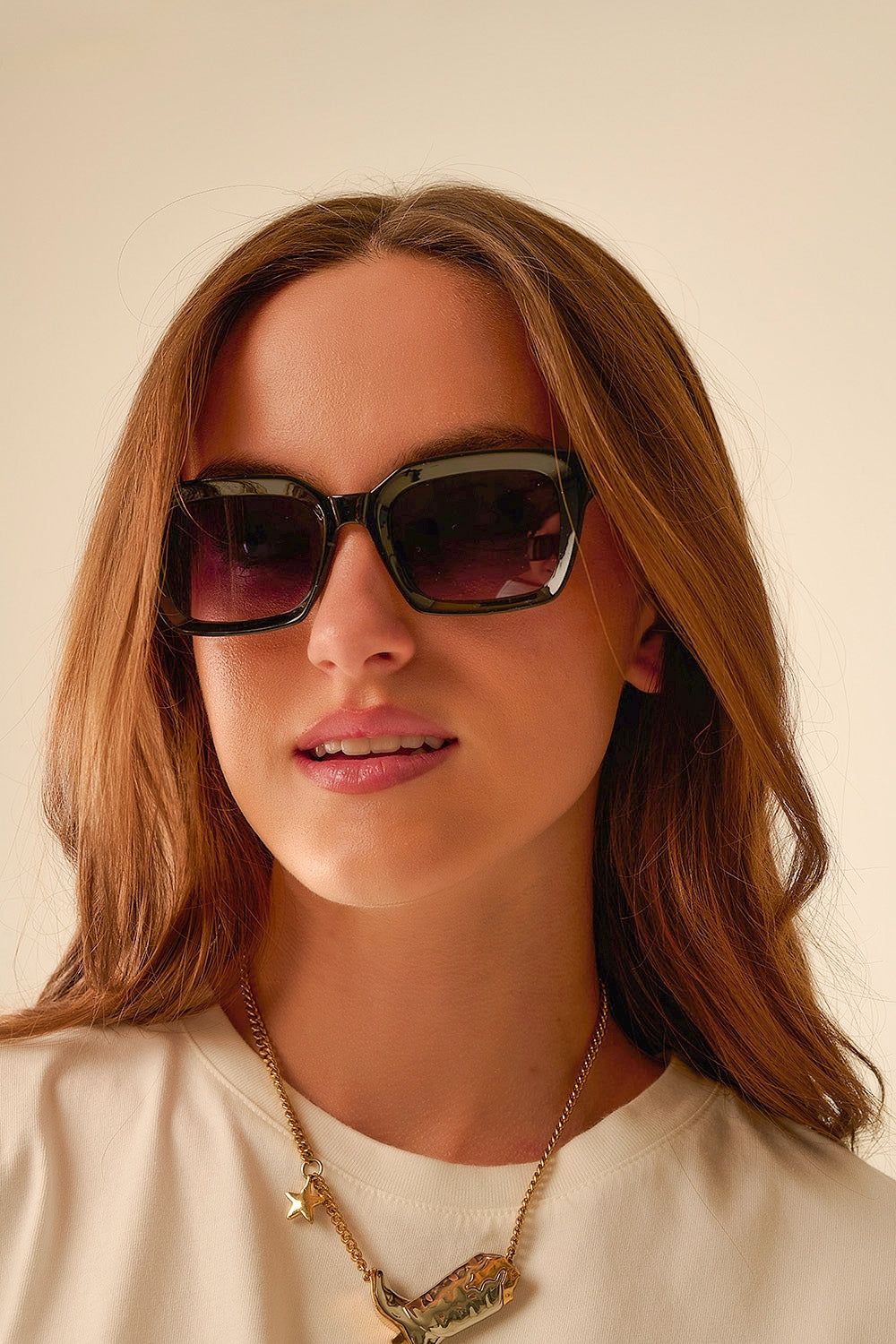 Lunettes de soleil à monture carrée épaisse Chunky Retro en vert