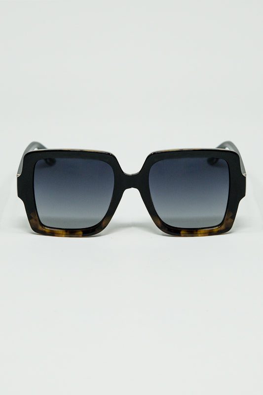 Q2 Lunettes de soleil avec monture à imprimé dégradé et branches noires