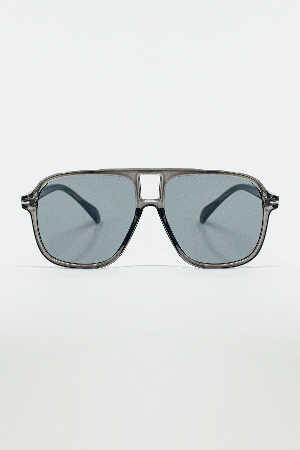 Q2 Lunettes de soleil aviateur ovales avec verres fumés en gris