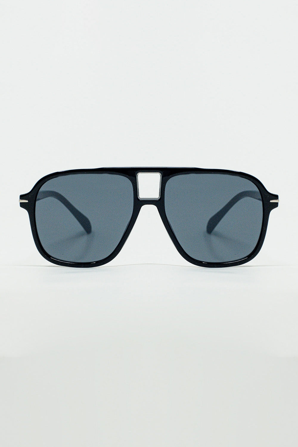 Q2 Lunettes de soleil aviateur ovales avec verres fumés en noir