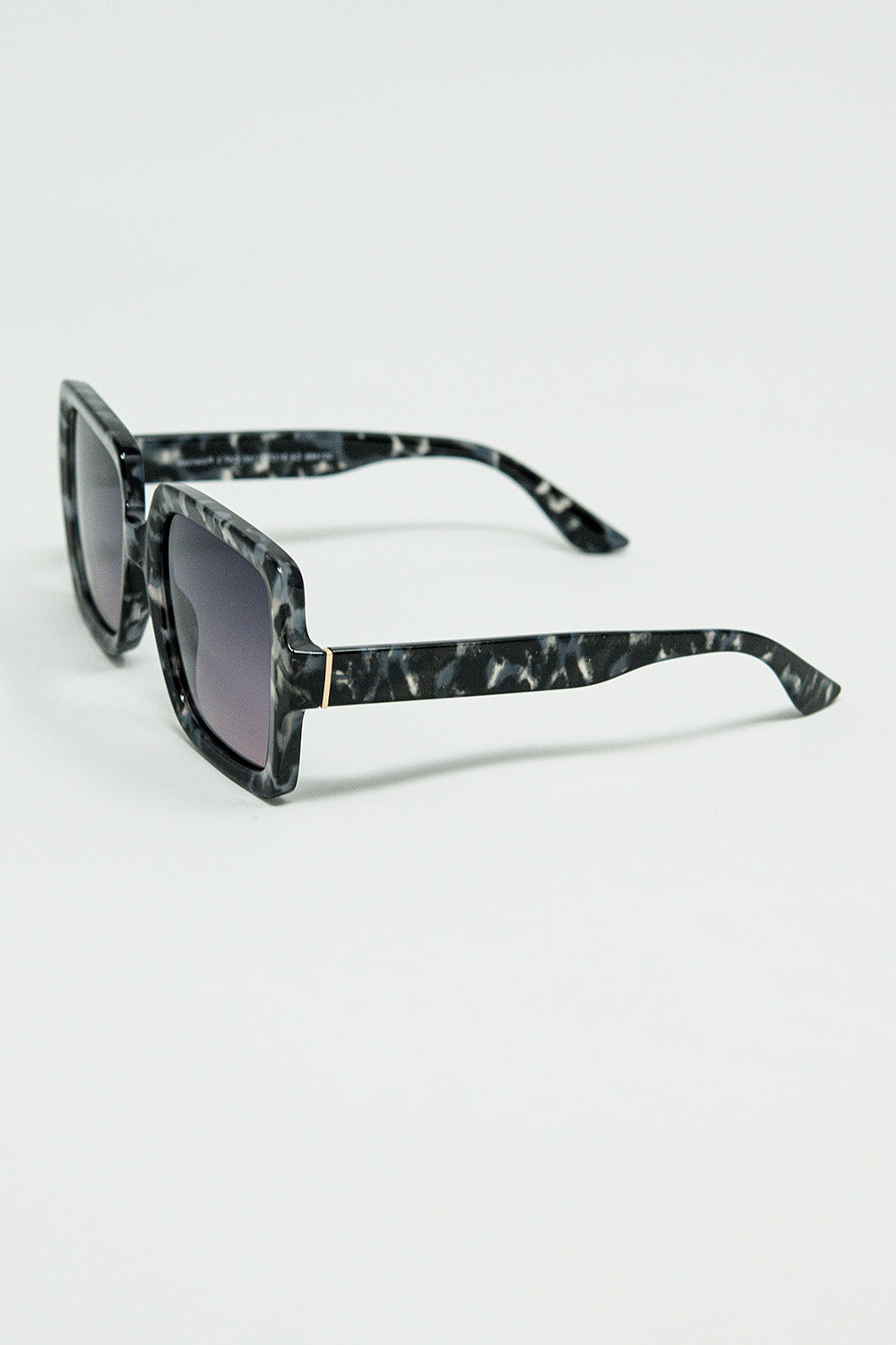Lunettes de soleil carrées à pois noirs et blancs gris