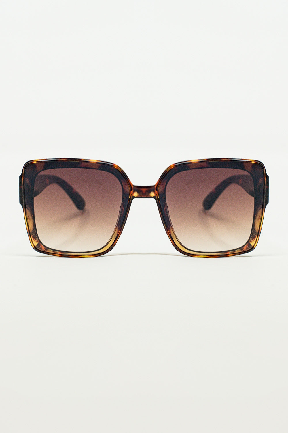 Q2 Lunettes de soleil carrées surdimensionnées à œil de chat en brun