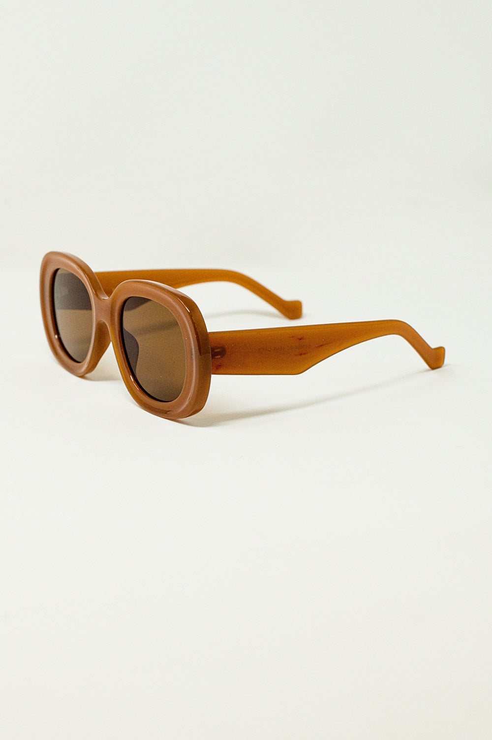 Lunettes de soleil circulaires surdimensionnées marron