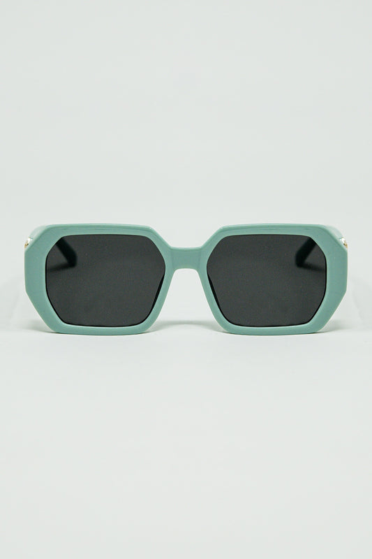 Q2 Lunettes de soleil en forme de diamant avec verres émeraude clair