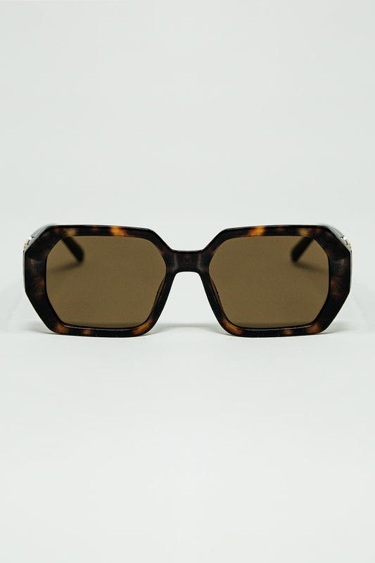 Q2 Lunettes de soleil en forme de diamant en braise avec verres teintés en écaille de tortue